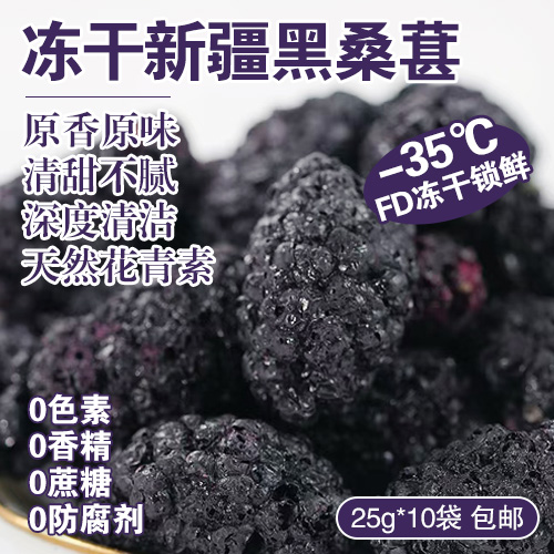 冻干新疆黑桑葚25g*10袋-包邮