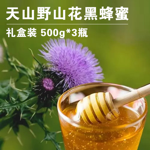 天山野山花黑蜂蜜礼盒（500克*3瓶）