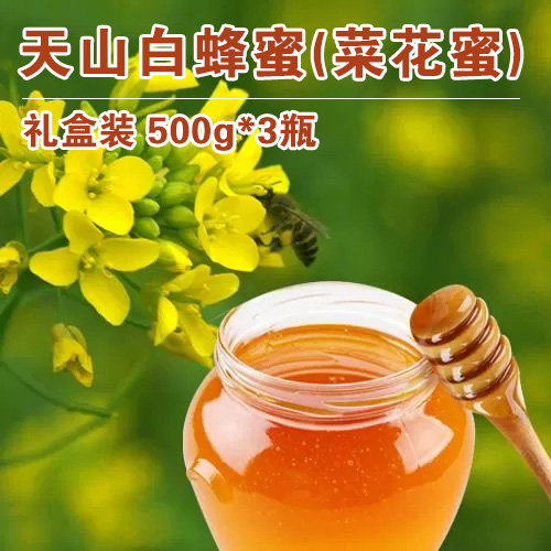 天山白蜂蜜（高原菜花蜜）礼盒-（500克*3瓶）